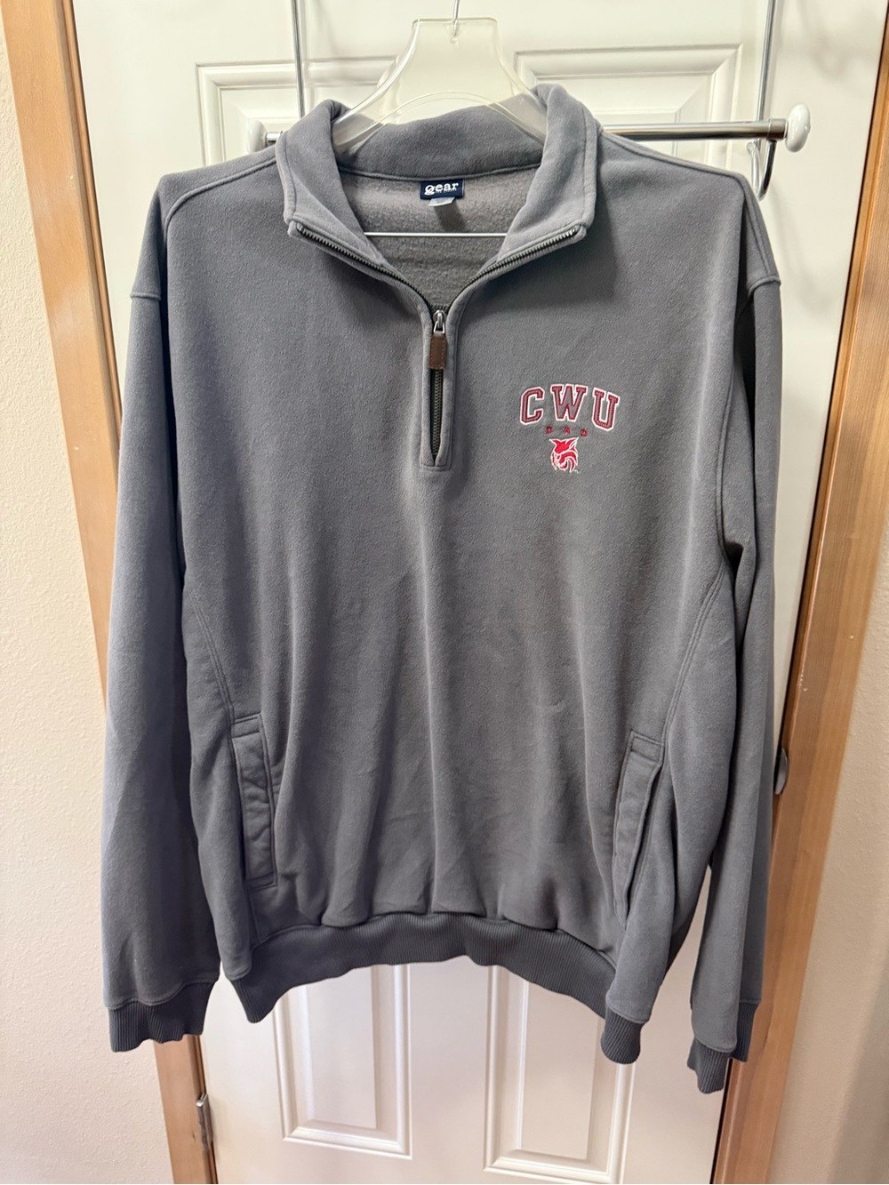 Gear For Sports Charcoal Gray Quarter-Zip Pullover with Red CWU Dad Logo